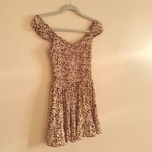 Urban Outfitters Cream and Brown Mini Dress
